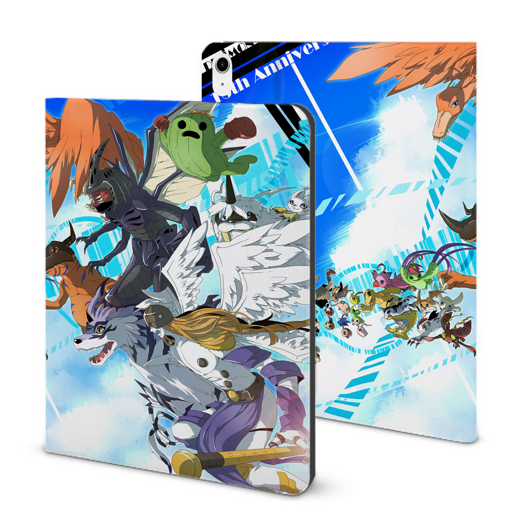 （画像用） Digimon デジタルモンスター/デジモン IPad ケース ブック型 PUレザー TPU 耐衝撃 軽量 薄型 ペン収納なし 全面保護 IPad 各モデル対応